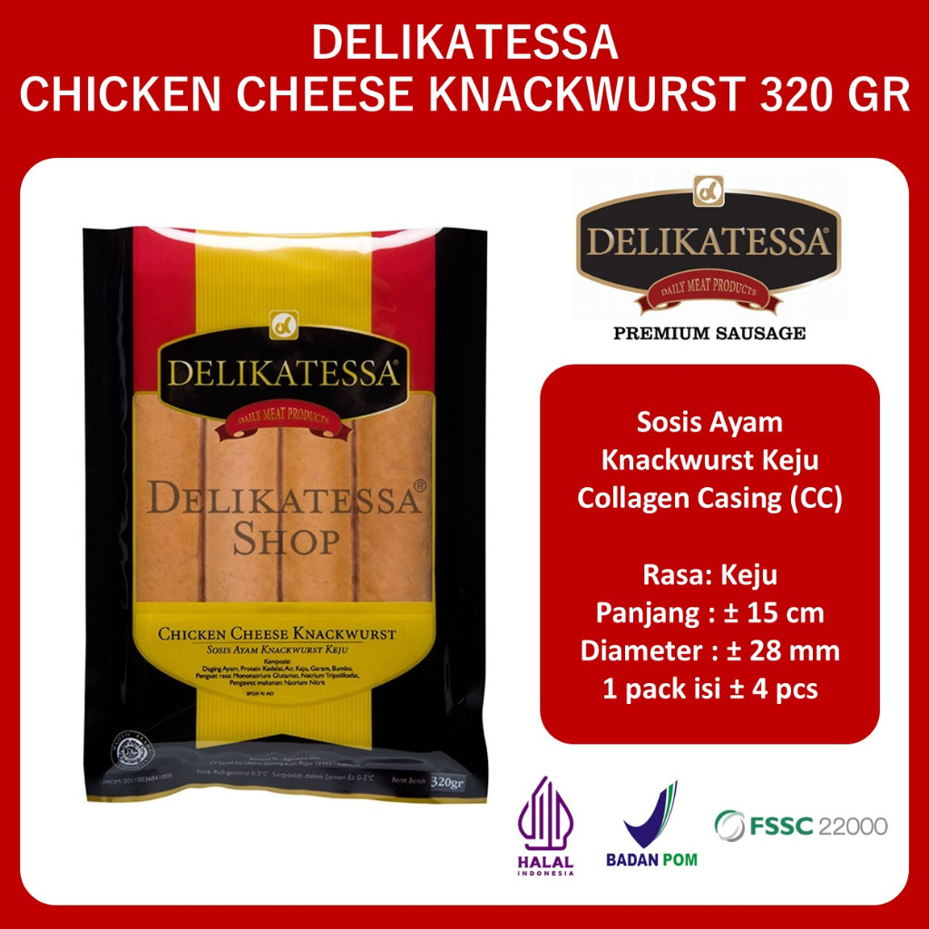 

Delikatessa Chicken Cheese Knackwurst 320 GR Sosis Ayam Goreng Jumbo Halal