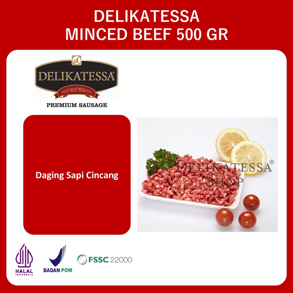 

Delikatessa Daging Sapi Cincang Giling Minced Beef 500 gr pack