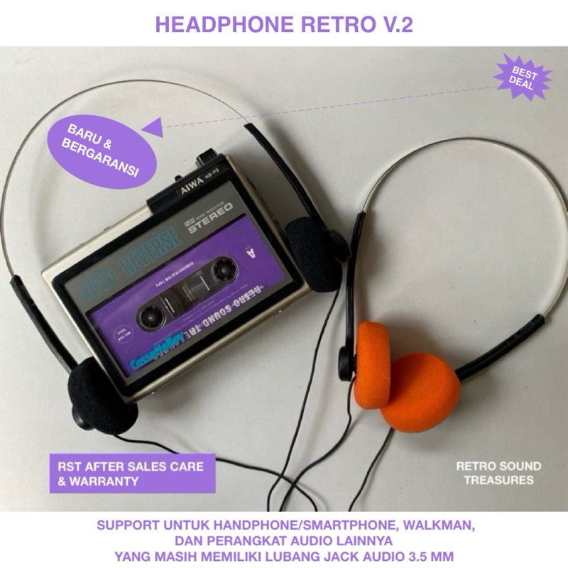 CHAN Vintage Headphone 80s 90s (V.2) Headphone Retro Headphone Jadul