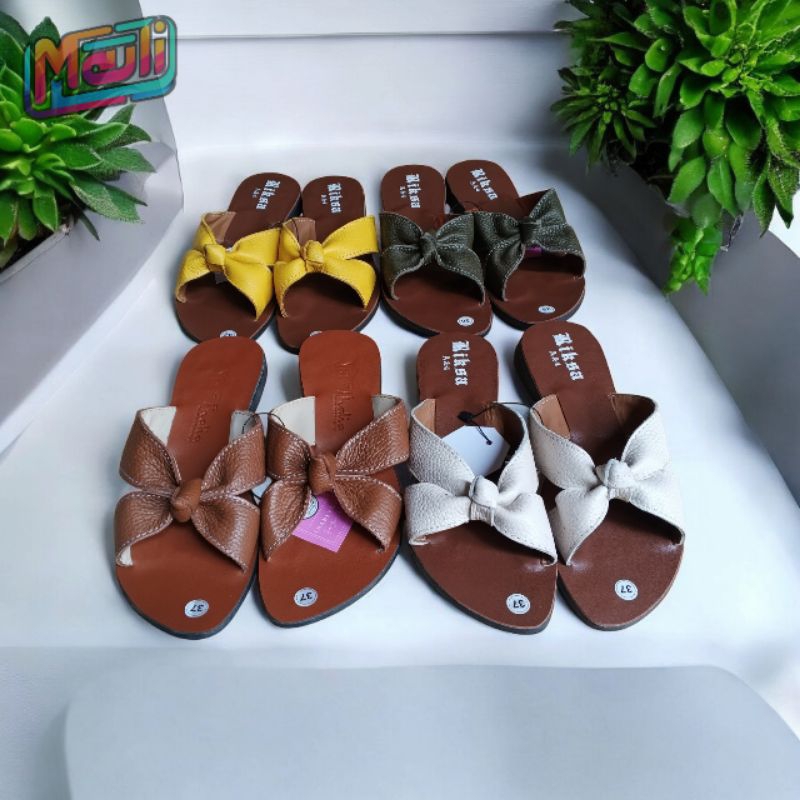 Sandal Kulit Wanita cibaduyut bandung model Anyam / sandal selop kulit cibaduyut / sandal selop kuli