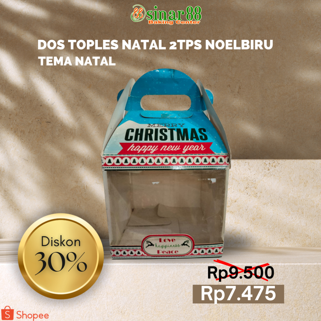 

Dos Toples Natal 2bh Toples bulat 500gr Noelbiru Tema Merry Christmas