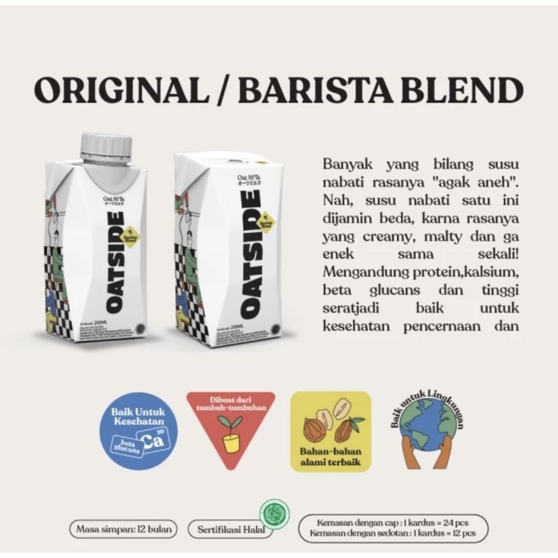 

Oatside Barista Blend Milk mini 200 ml kemasan straw sedotan