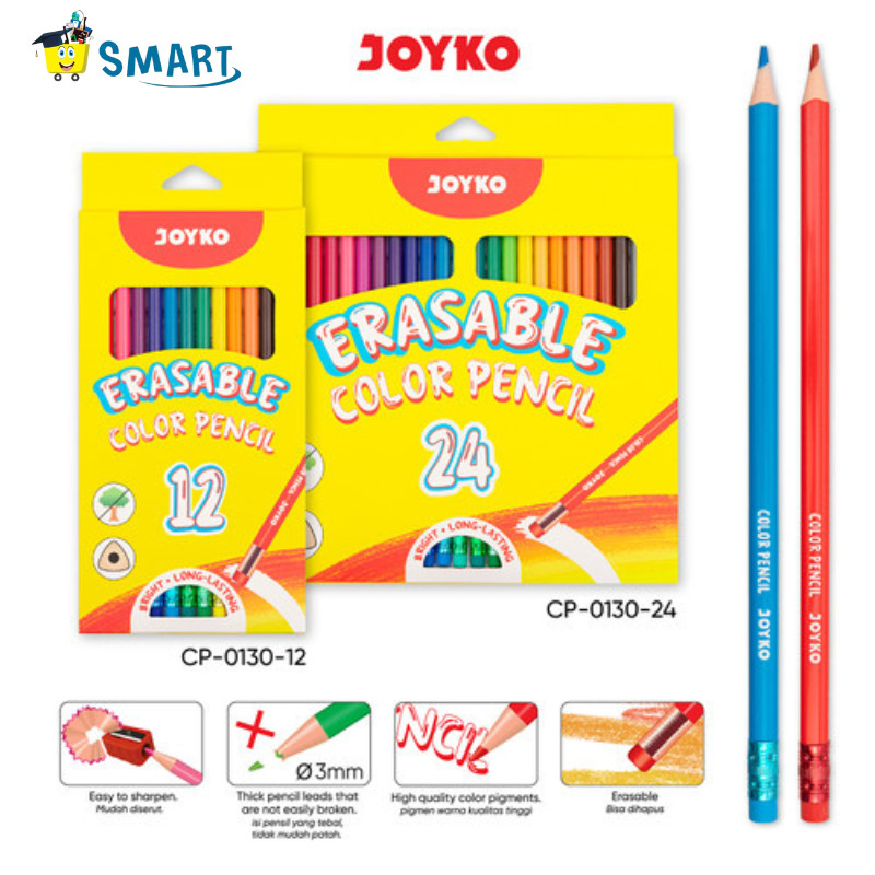 

(1PCS ISI 12 WARNA)JOYKO ERASABLE COLOUR PENCIL CP0130 12PC