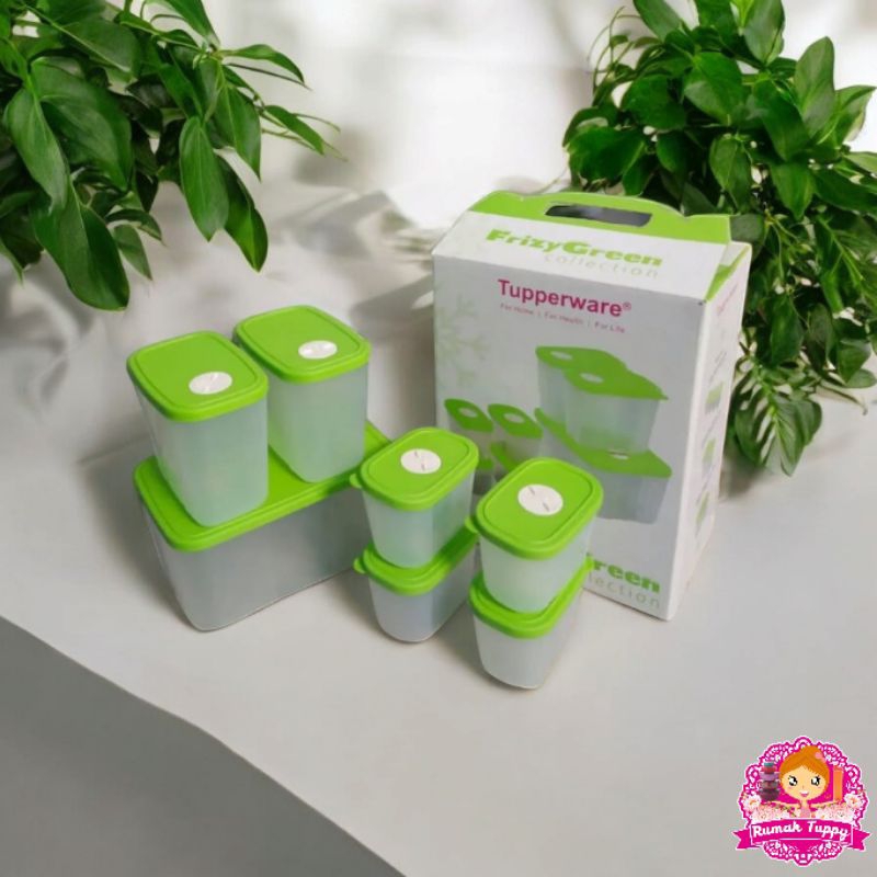 Wadah Tempat Makanan Sayur Ikan Kulkas Freezer Frizy Green Collection Set Tupperware Tuppy Murah