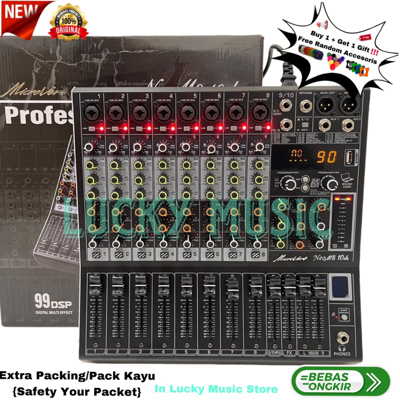 Mixer Microverb Neo M8 Original 10 Channel mixer neo m8 Bluetooth USB mixer neom8 Soundcard