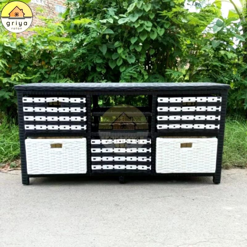 Meja Tv Minimalis Lemari Plastik Rotan Sintetis Laci 5