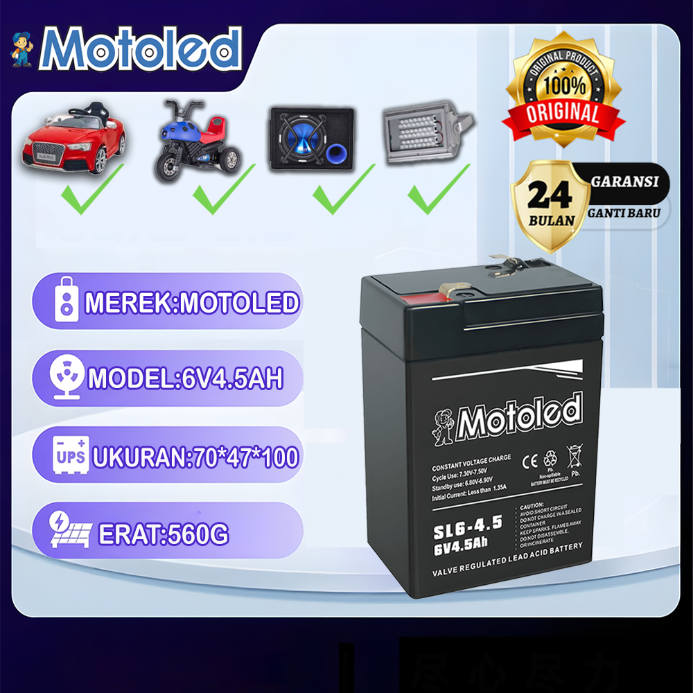 【Motoled】Baterai Aki Kering 6V 4,5Ah baterai / 6v 12ah Baterai UPS Battery Lampu Emergency/Aki Kerin