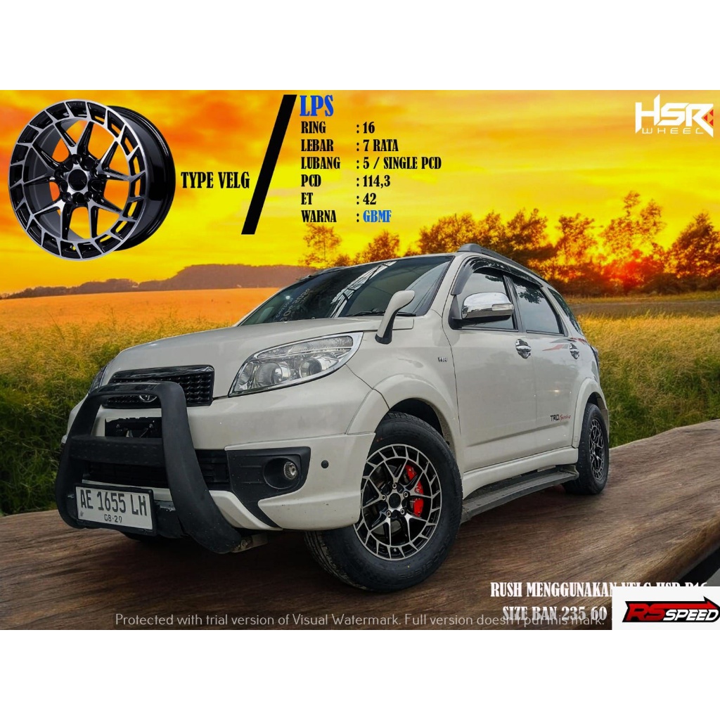 PAKETAN VELG RACING MOBIL TOYOTA RUSH VELG HSR LPS R16 DAN BAN ACCELERA 235 60 R16