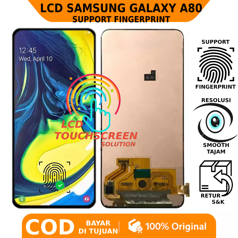 LCD TOUCHSCREEN SAMSUNG GALAXY A80 ORIGINAL SUPPORT FINGERPRINT GARANSI FREE LEM