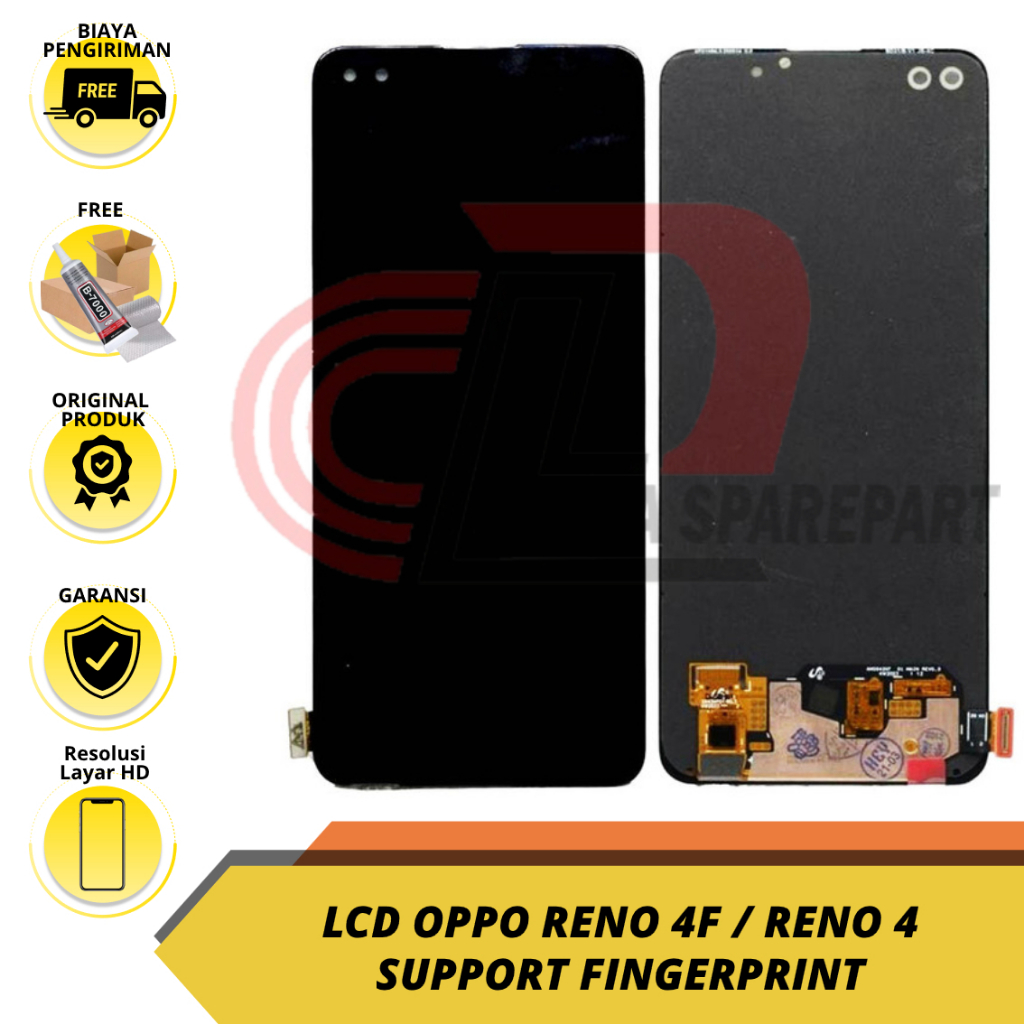LCD TOUCHSCREEN OPPO RENO 4F / RENO 4 SUPPORT FINGERPRINT ORIGINAL BERGARANSI / FREE PACKING