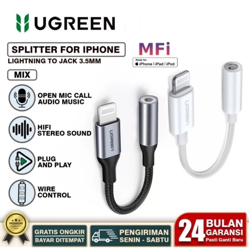 Splitter Iphone Lightning To Jack 3.5mm Open Mic For Iphone Support GAMING Kabel Nylon branded Origi