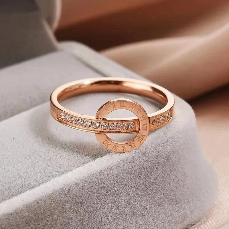 Cincin Titanium Premium Korean Style Anti Karat Anti Luntur Model Bulgari Mata Rosegold
