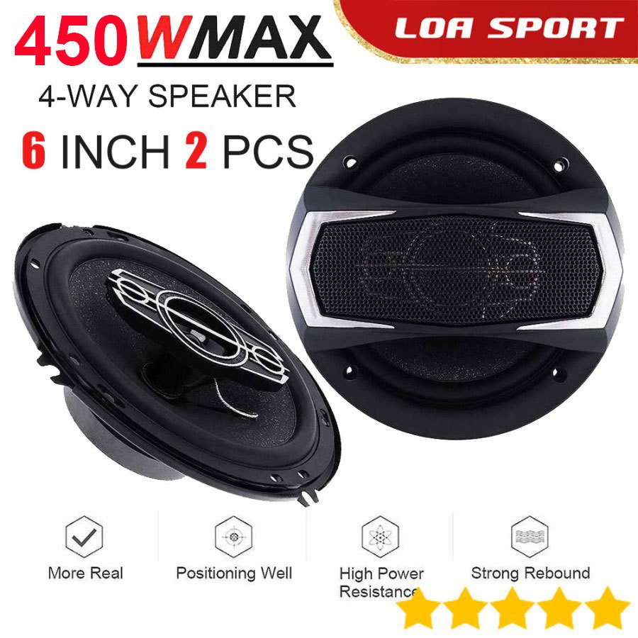 Speaker Audio Mobil Full Range 6 Inch 450 W 2Pcs Coaxial 4 Way