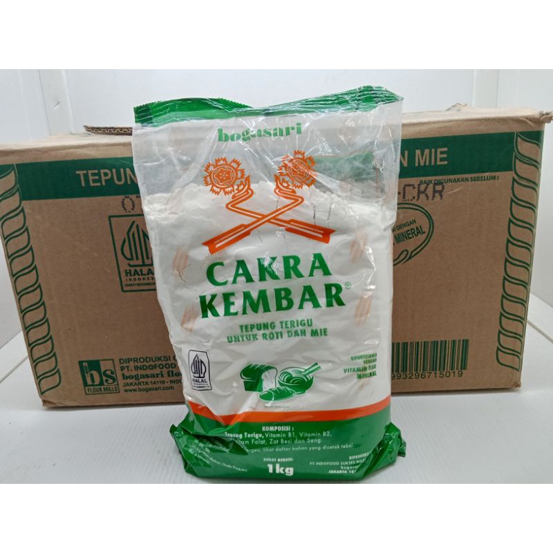 

Tepung Cakra Kembar kemasan 1kg x 12 pack