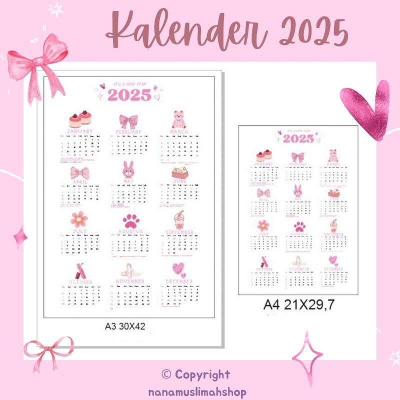 

Kalender 2025 Coquette Pink Premium