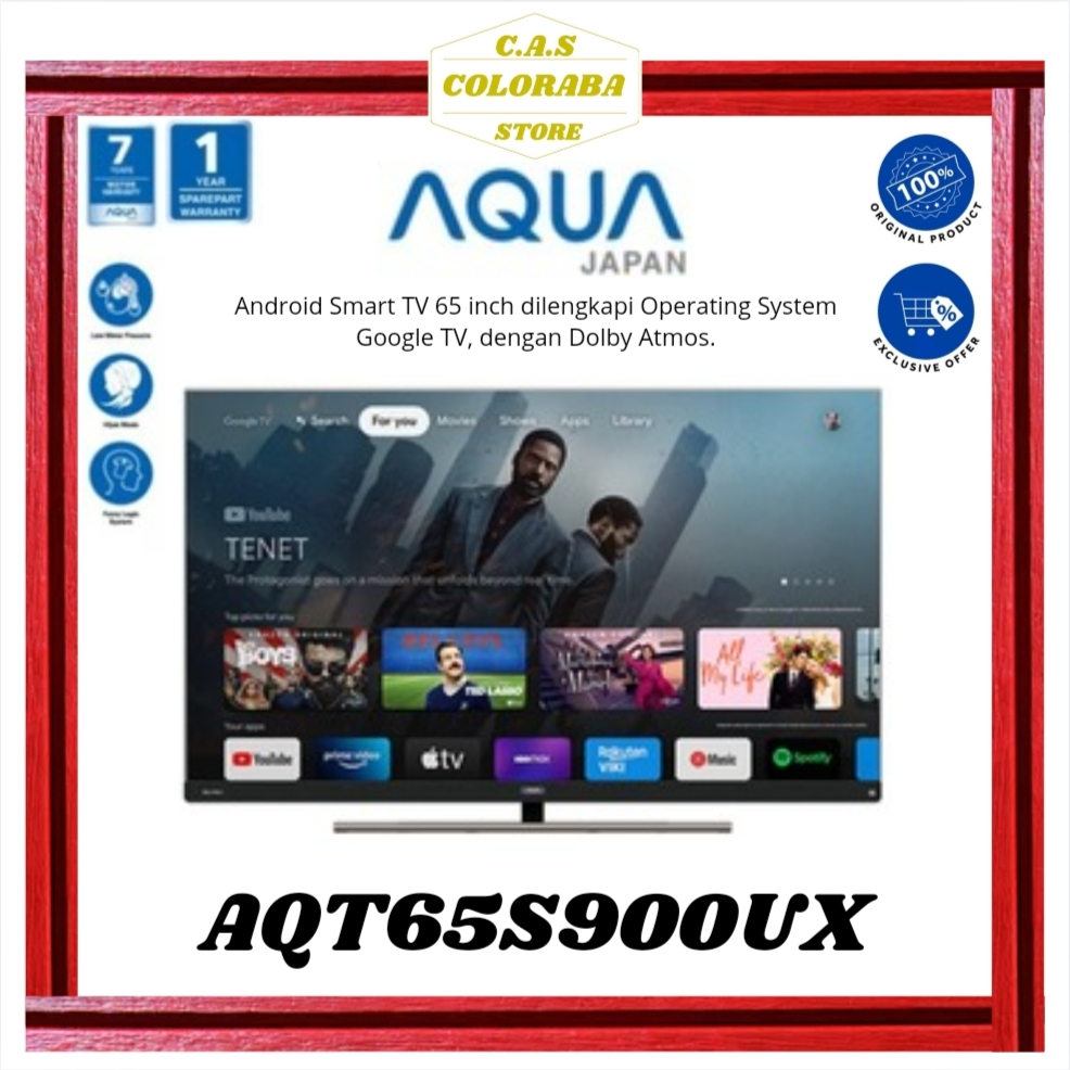 TV AQUA JAPAN AQT65S900UX GOOGLE TV 65 INCH QLED LED 4K UHD AQT65S900 AQT65S 65S900 SMART TV 65 INCH
