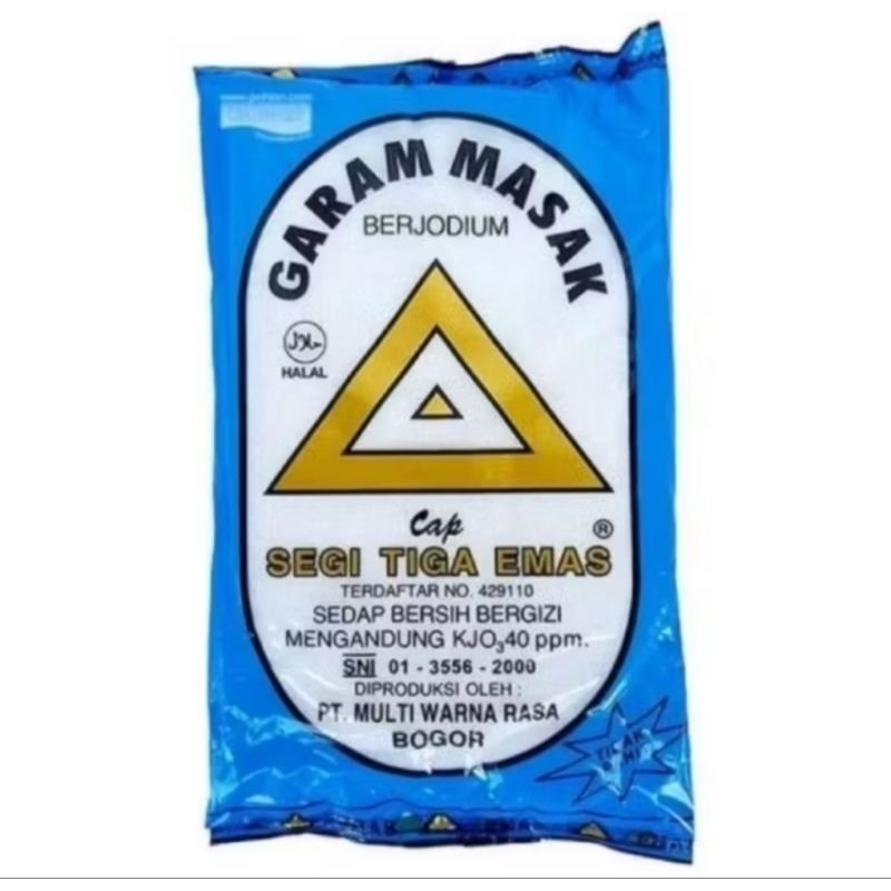 

Garam Cap Segi Tiga Emas 1 Paket isi 5 Pcs / 10 Pcs @250gr