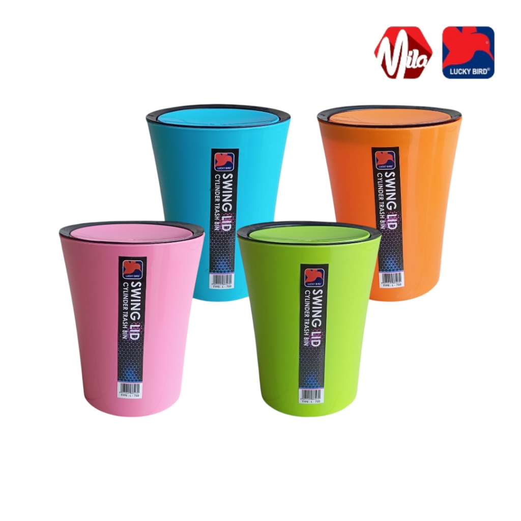 Tempat Sampah Plastik Dengan Tutup LUCKY BIRD Bahan Plastik Anti Pecah