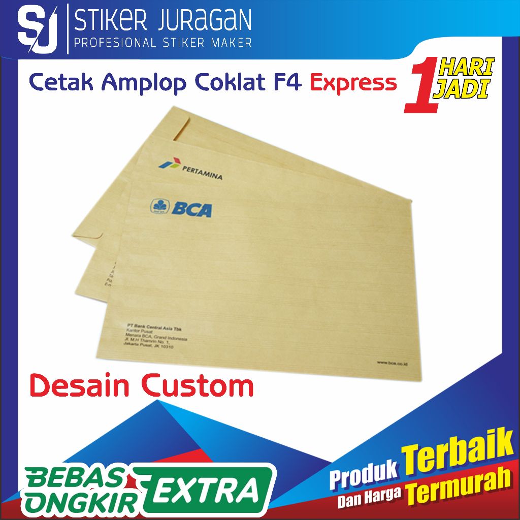 

Cetak Amplop Coklat Folio / F4 Express | Custom Desain