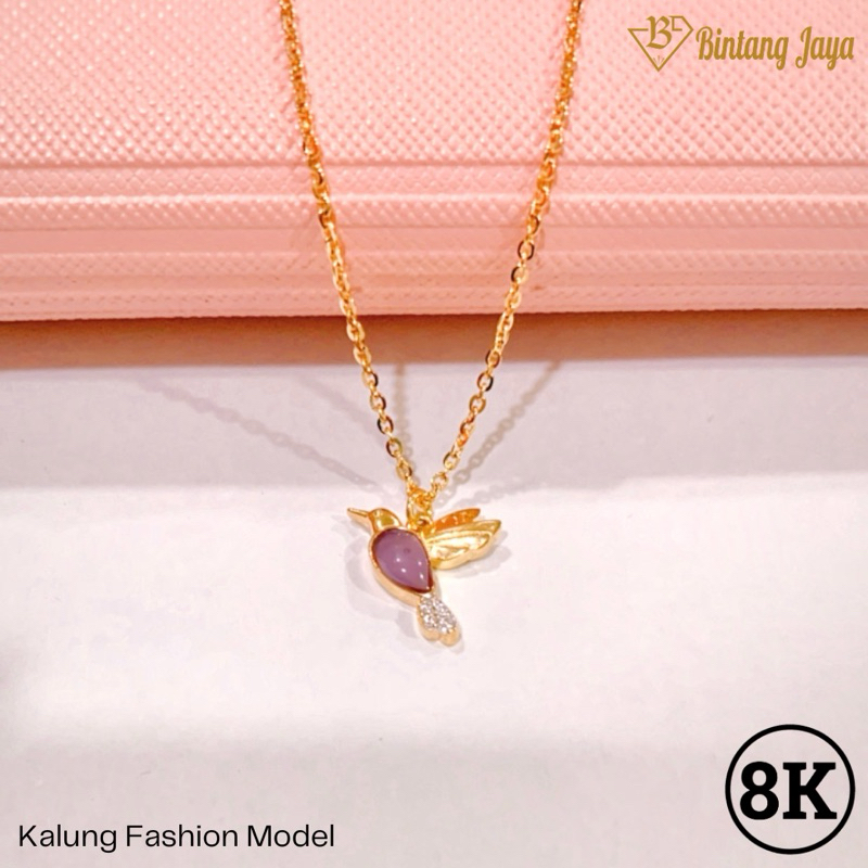 Set Kalung Koye Fashion Aneka Model Bird / Burung Pink & Ungu - Yellowgold 8K
