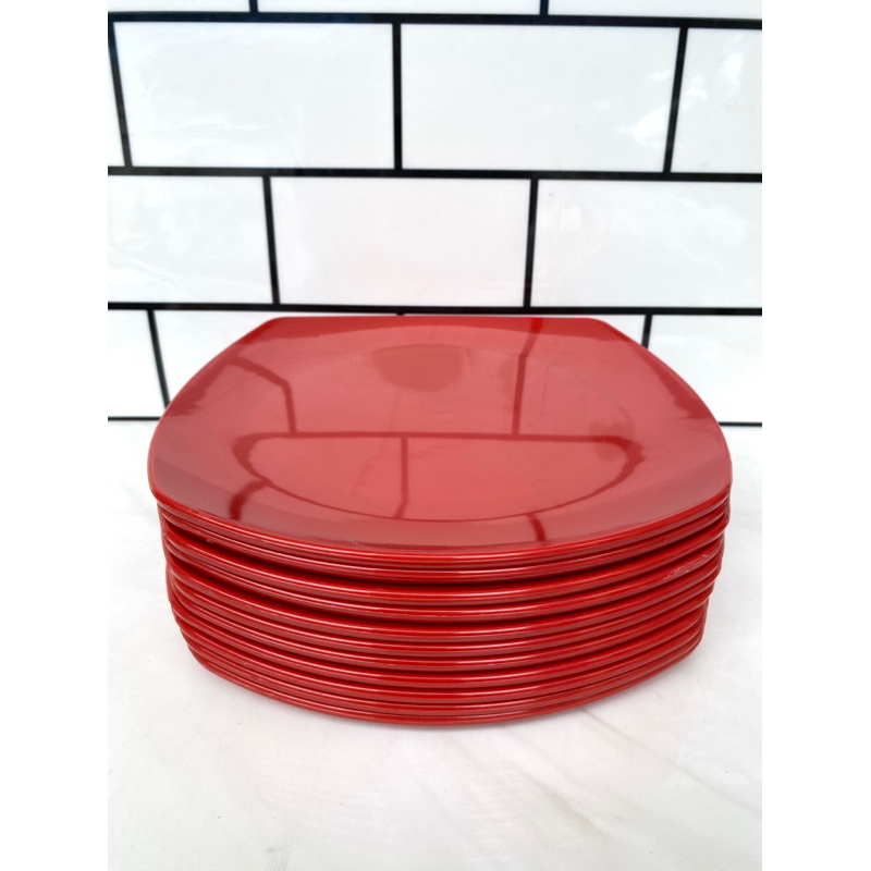 Paket Piring Makan Melamin 1 Lusin Kotak Ceper Polos Bahan Melamin Piring Makan Kotak