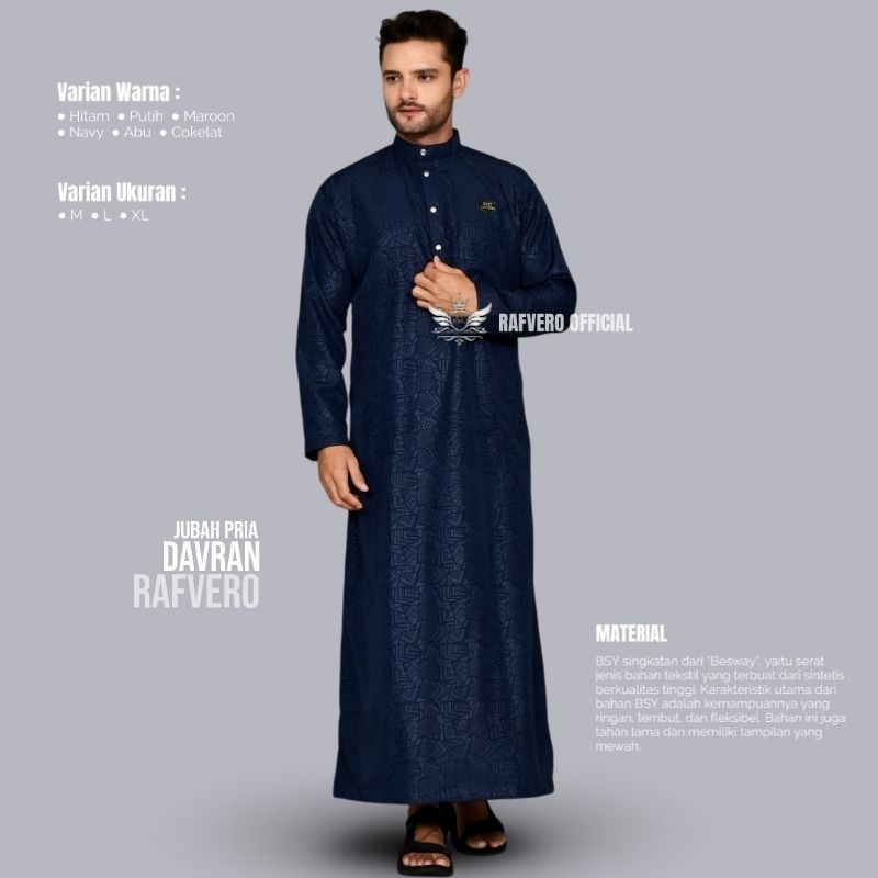 Baju Muslim Alqodri | Jubah Pria Motif Embos Lengan Panjang Bahan Toyobo | Gamis Cowok Ala Arabian F