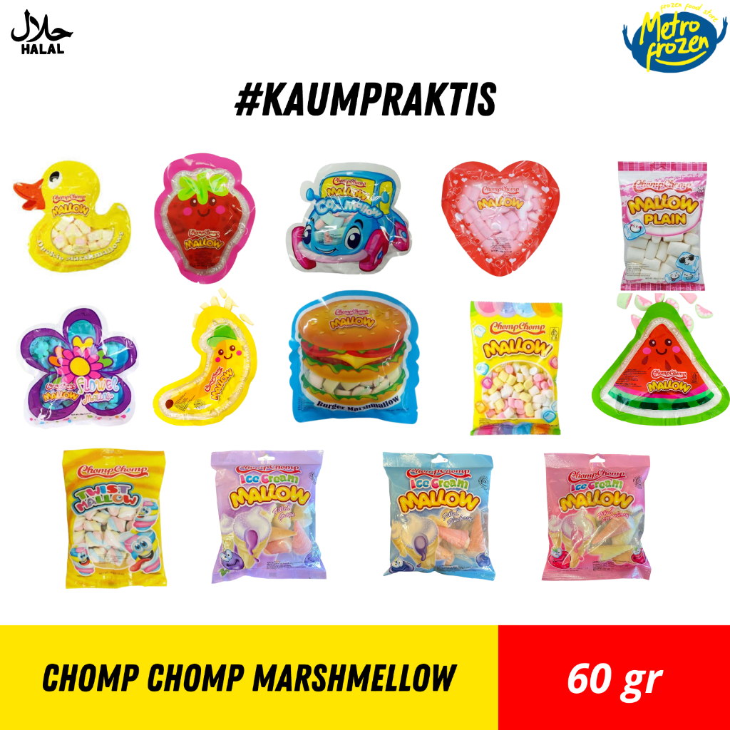 

CHOMPCHOMP Marshmellow All Varian 60gr //marshmellow bentuk lucu //marshmellow instan Banjarmasin