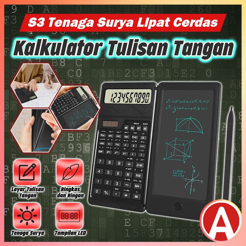 

✨COD✨Solar Foldable Scientific Calculator 10-Digit with Erasable LCD Writing Pad