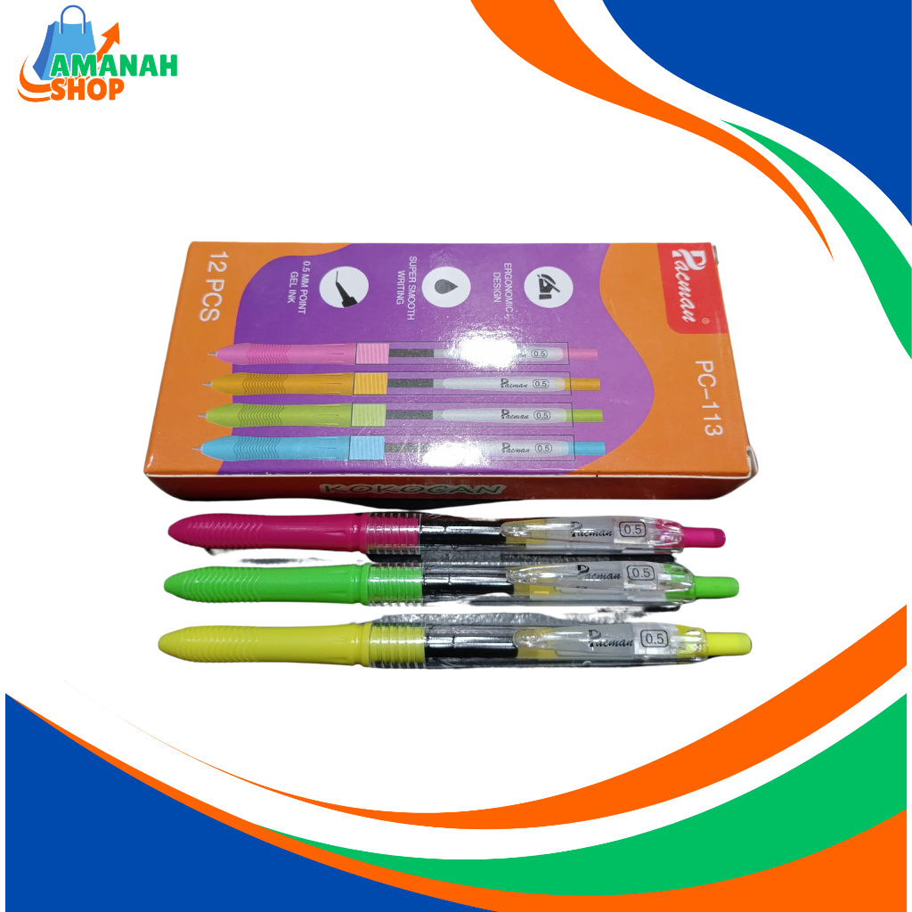 

Pulpen / bolpoin / pen gel / alat tulis / pulpen basah Pacman KOKOCAN 1pack 12pcs