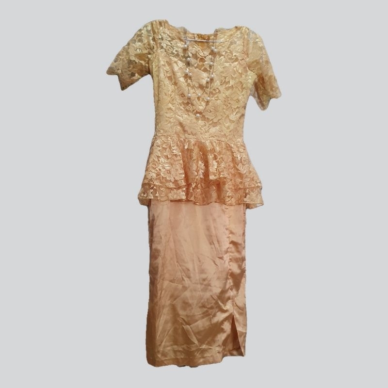 PL Dress Kondangan Gold || Kebaya Wanita Gold || Dress Brukat Gold