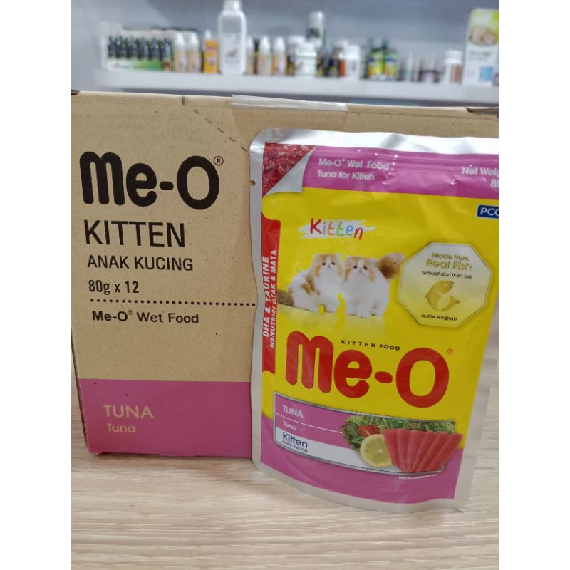 Wet Food Meo Sachet Kitten Tuna 1 Dus 12 Pcs - Makanan Anak Kucing Me o Pouch / meo sachet