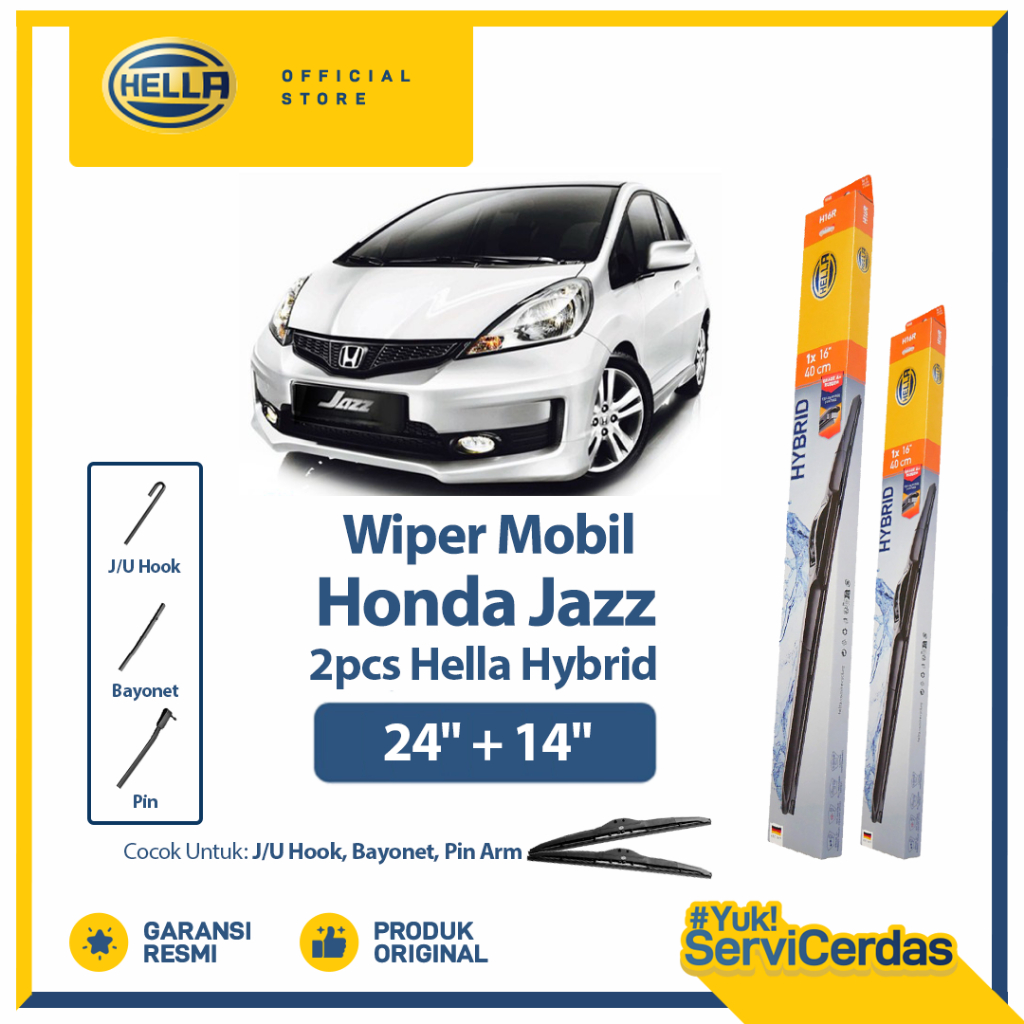 Wiper Mobil HONDA Jazz 24" + 14" (2pcs) - HELLA Hybrid