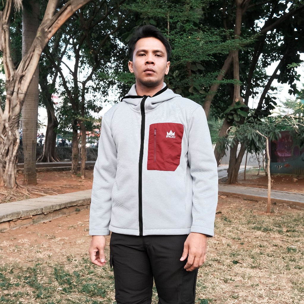 Jaket Polar Tebal Pria Irco Arktic Abu Anti Angin Dilengkapi Hoodie - Outdoor Jacket Musim Dingin