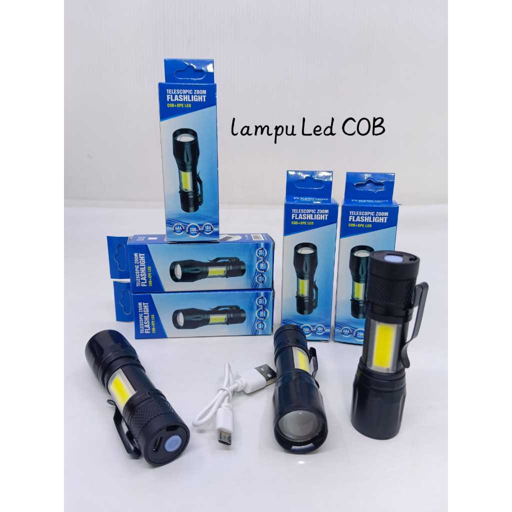 Lampu Senter LED COB Senter Mini Super Terang Senter Swat Mini Zoom Rechargeable Anti Air