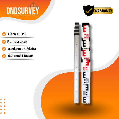 Bak Ukur 4 Meter Tongkat Leveling Alat Survey Waterpass Theodolite