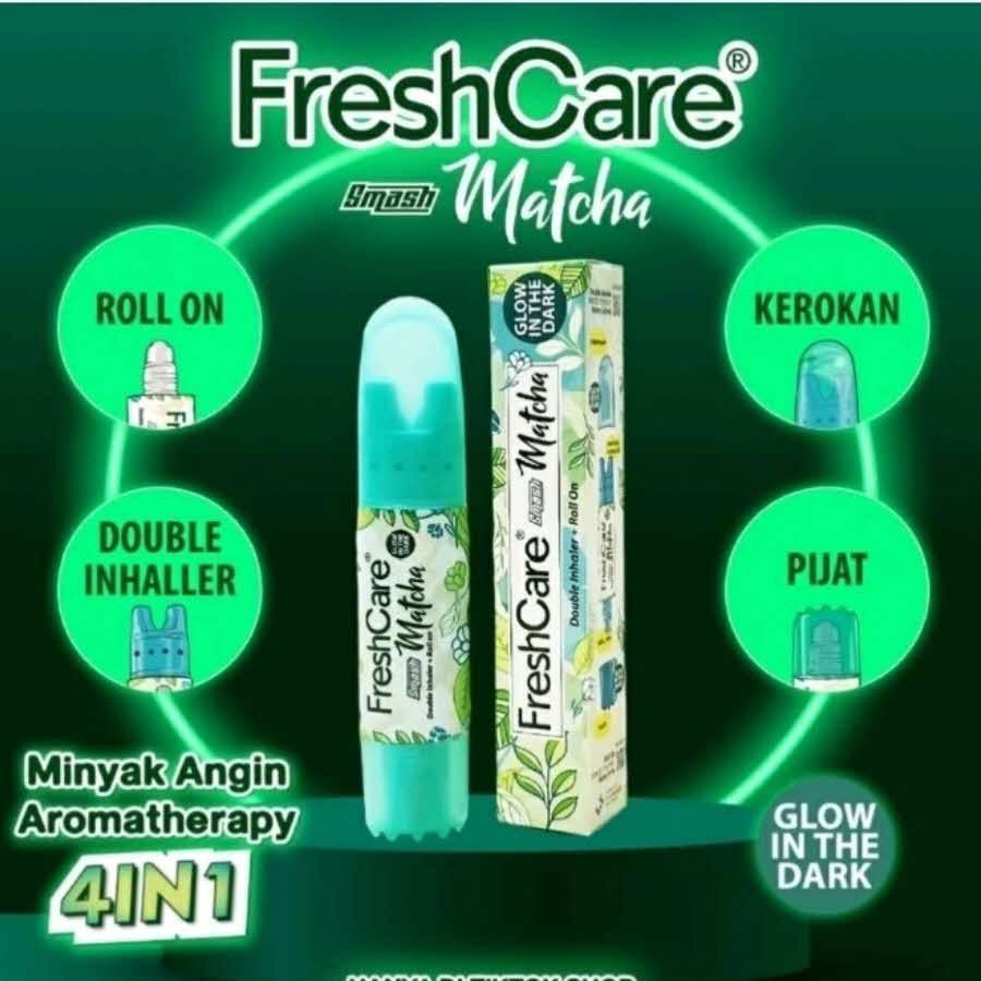 FRESH CARE SMASH MATCHA DOUBLE INHALER + ROLL ON + LANYARD / FRESH CARE SMASH MATCHA