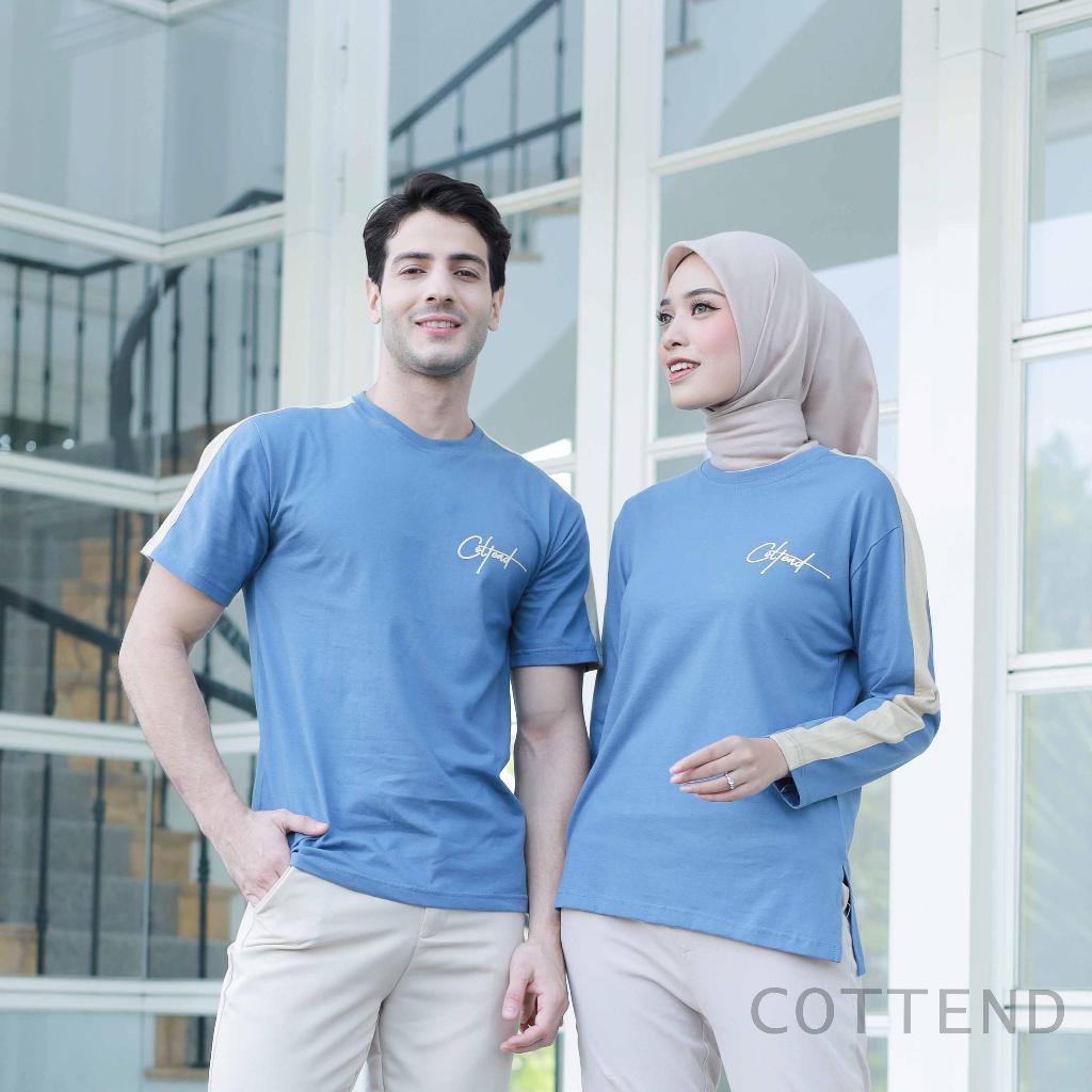 COTTEND Atasan kaos Wanita lengan Panjang Lengan Garis Bahan Katun combed