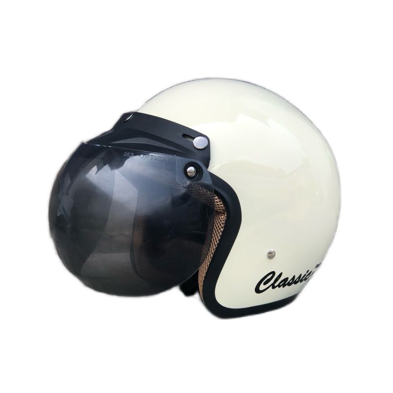 helm bogo classic garis tiga_helm bogo polos kaca datar_helm bogo dewasa pria wanita SNI