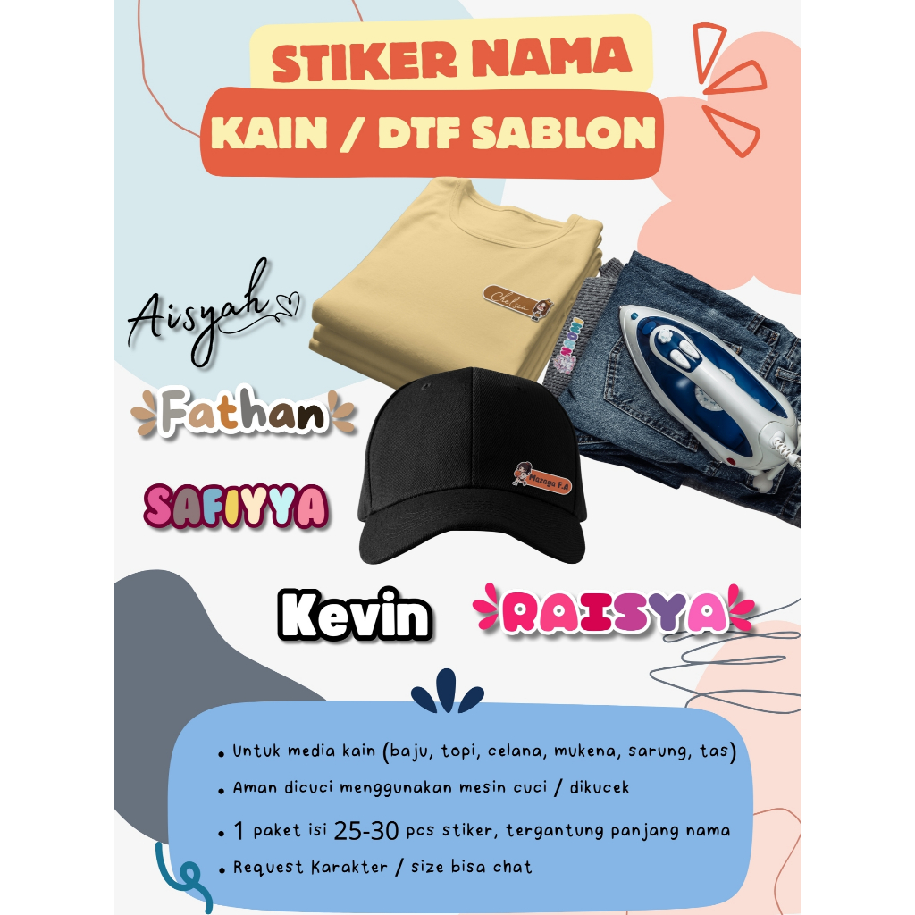 

STIKER NAMA BAJU WATERPROOF STIKER BAJU SETRIKA STIKER KAIN NAMA LABEL SABLON SETRIKA STIKER LABEL NAMA BAJU CUSTOM