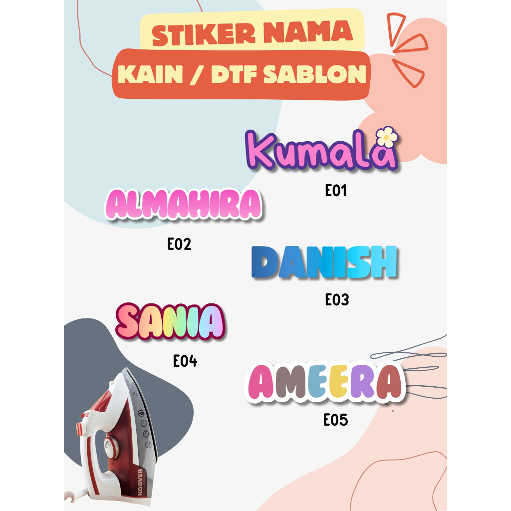 STIKER NAMA BAJU WATERPROOF STIKER BAJU SETRIKA STIKER KAIN NAMA LABEL SABLON SETRIKA STIKER LABEL