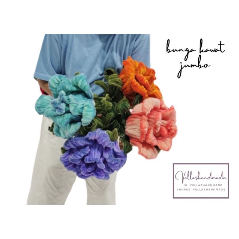 bunga mawar jumbo kawat bulu/mawar jumbo/mawar kawat bulu/gift flower