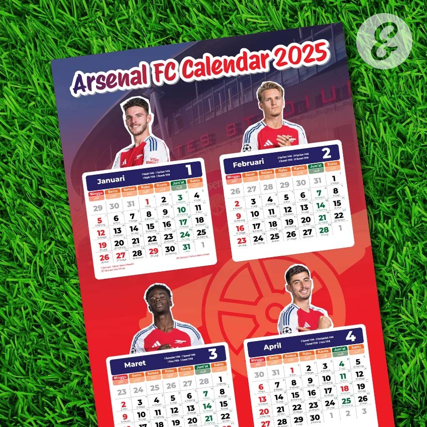 

Kalender Bola Tahun 2025 edisi Arsenal - 4 Bulanan
