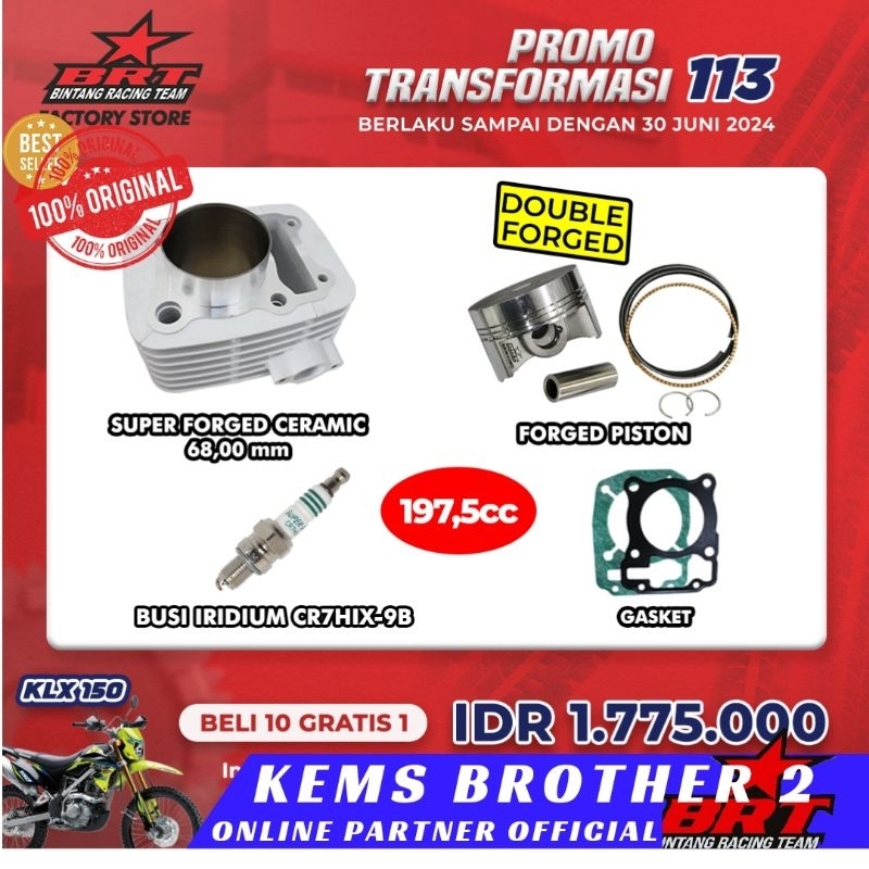 PAKET BRT KLX BLOK PISTON 68 MM ORIGINAL BRT BONUS BUSI BRT