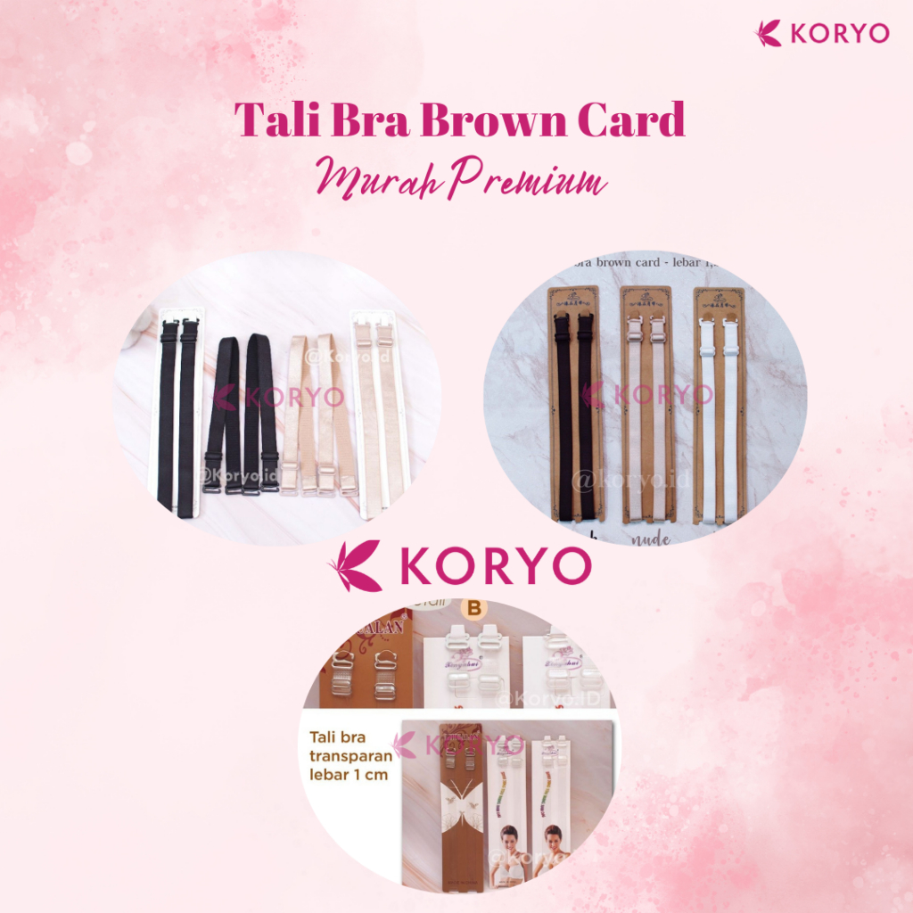 Tali bra BH premium lebar 1,2 cm brown card