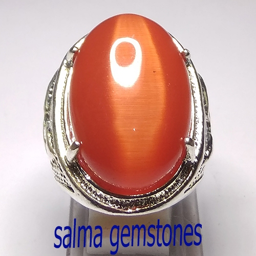 cincin batu akik mata kucing orange batu asli