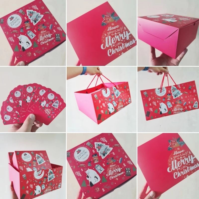 

( 5 pcs ) paket natal box dan paperbag edisi natal kemasan hampers merry christmas