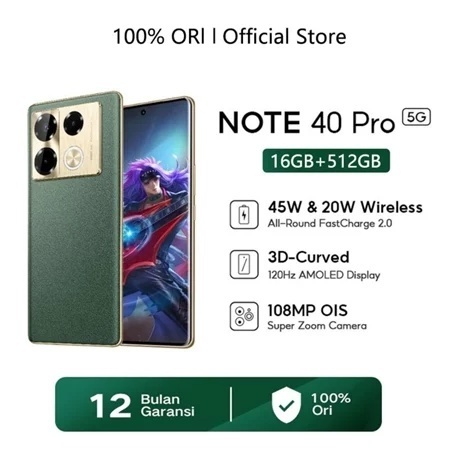 【Bisa COD】100% Baru HP INFINIX NOTE 40 Pro 5G NFC Bisa COD Asli Android 13 5G Murah RAM 16GB +512GB 