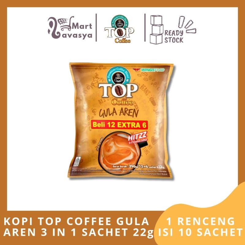 

KOPI TOP COFFEE GULA AREN 3 IN 1 SACHET 22g - 1 RENCENG ISI 10 SACHET - KOTA BANDUNG - LAVASYA MART