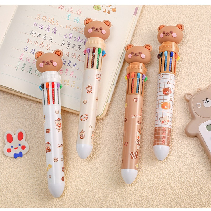 

Pulpen Bola Kartun Beruang Lucu 10 Warna, Pulpen Gel Multicolor untuk Pelajar, Pulpen Kreatif dan Imut untuk Buku Catatan atau Jurnal, Gaya Acak