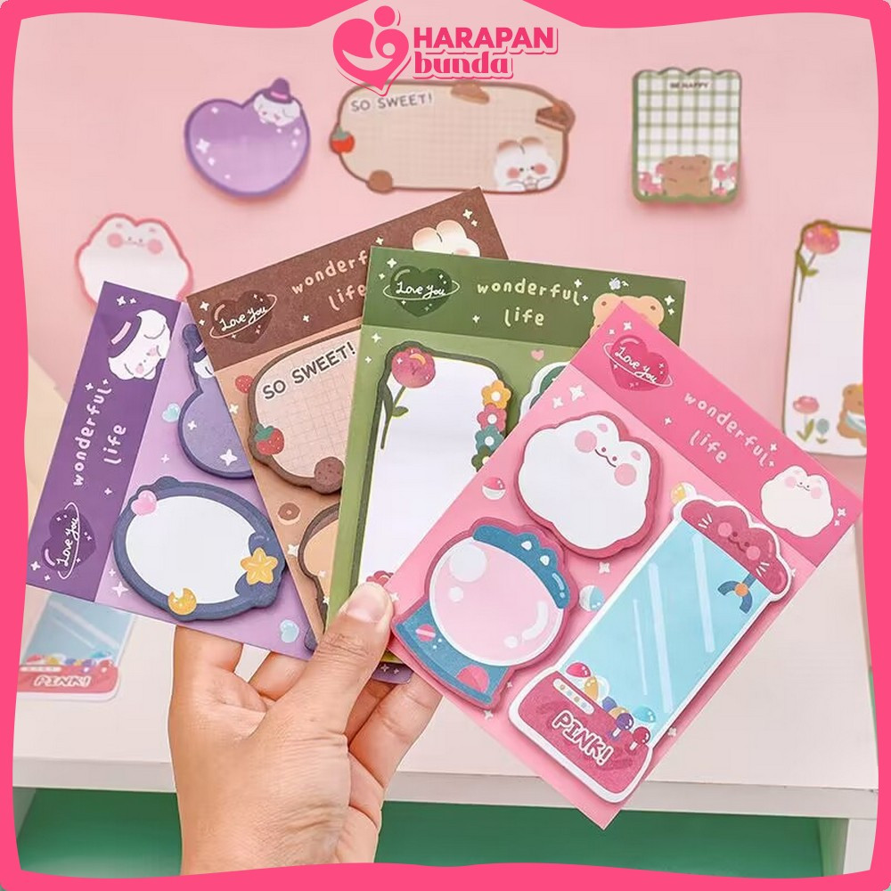 

Sticky Note 3IN1 Tempelan Kertas Motif Kartun Bear Cat / Catatan Pembatas Buku 60 Lembar Kertas Memo Pola Hewan Lucu Harapan Bunda A89